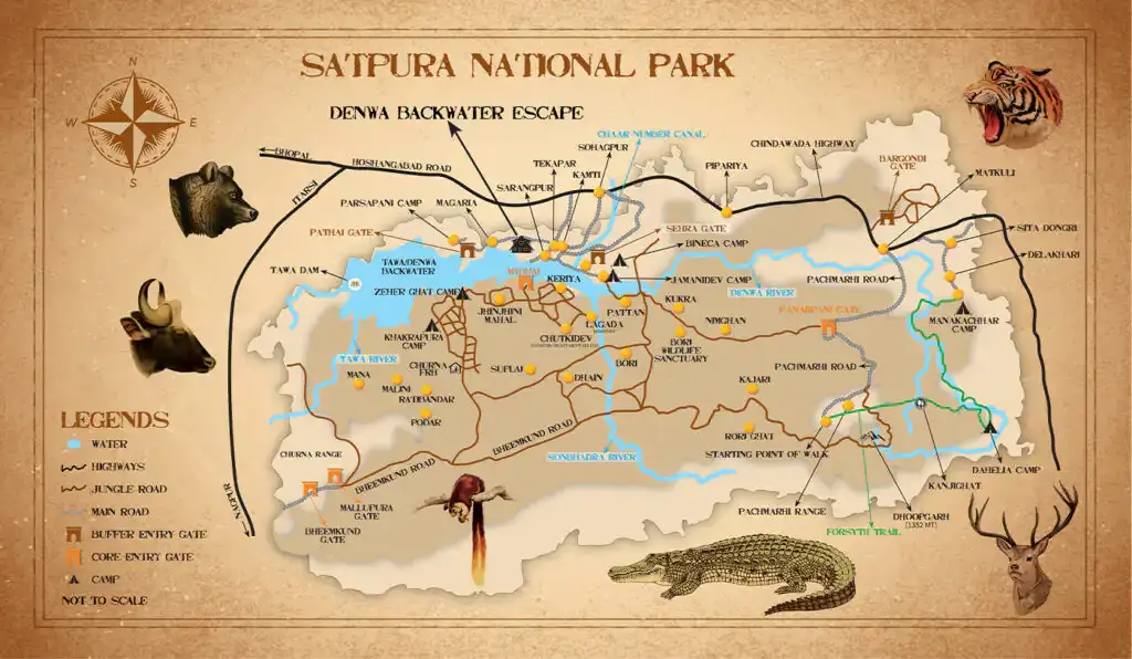 Denwa Map Satpura National Park