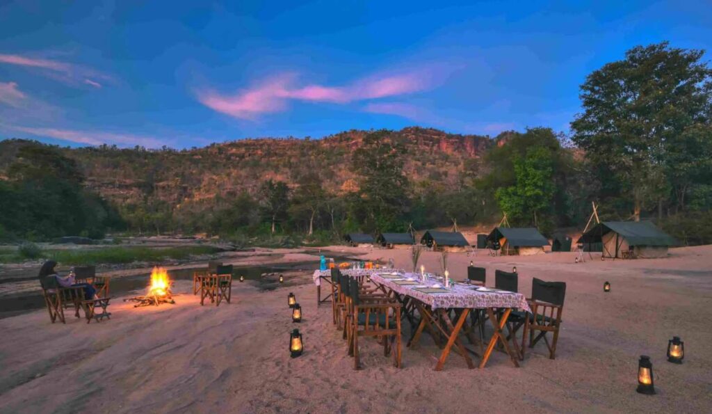 dining set up at camp scaled